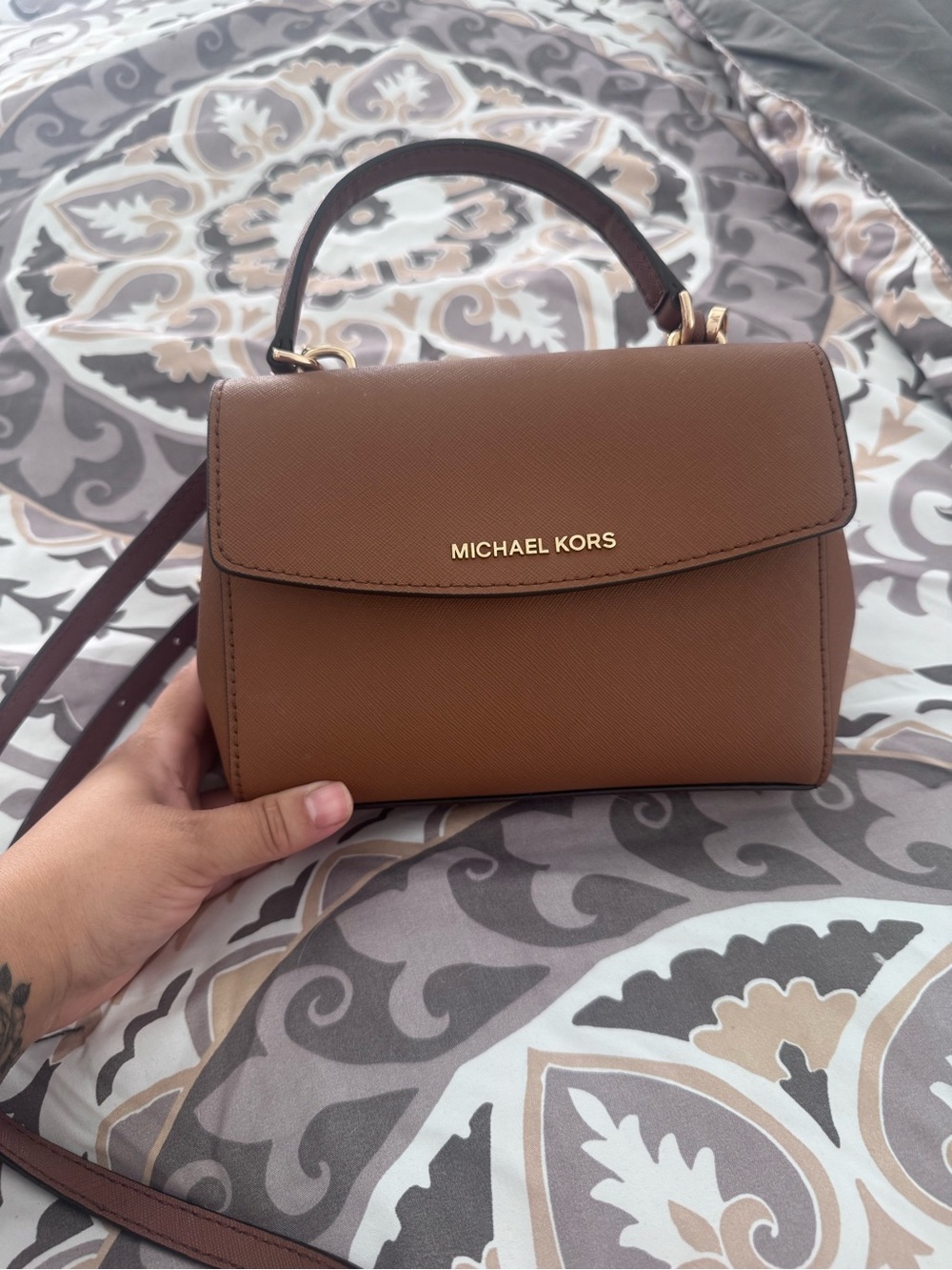 Michael Kors Brown Saffiano Leather Crossbody Satchel
